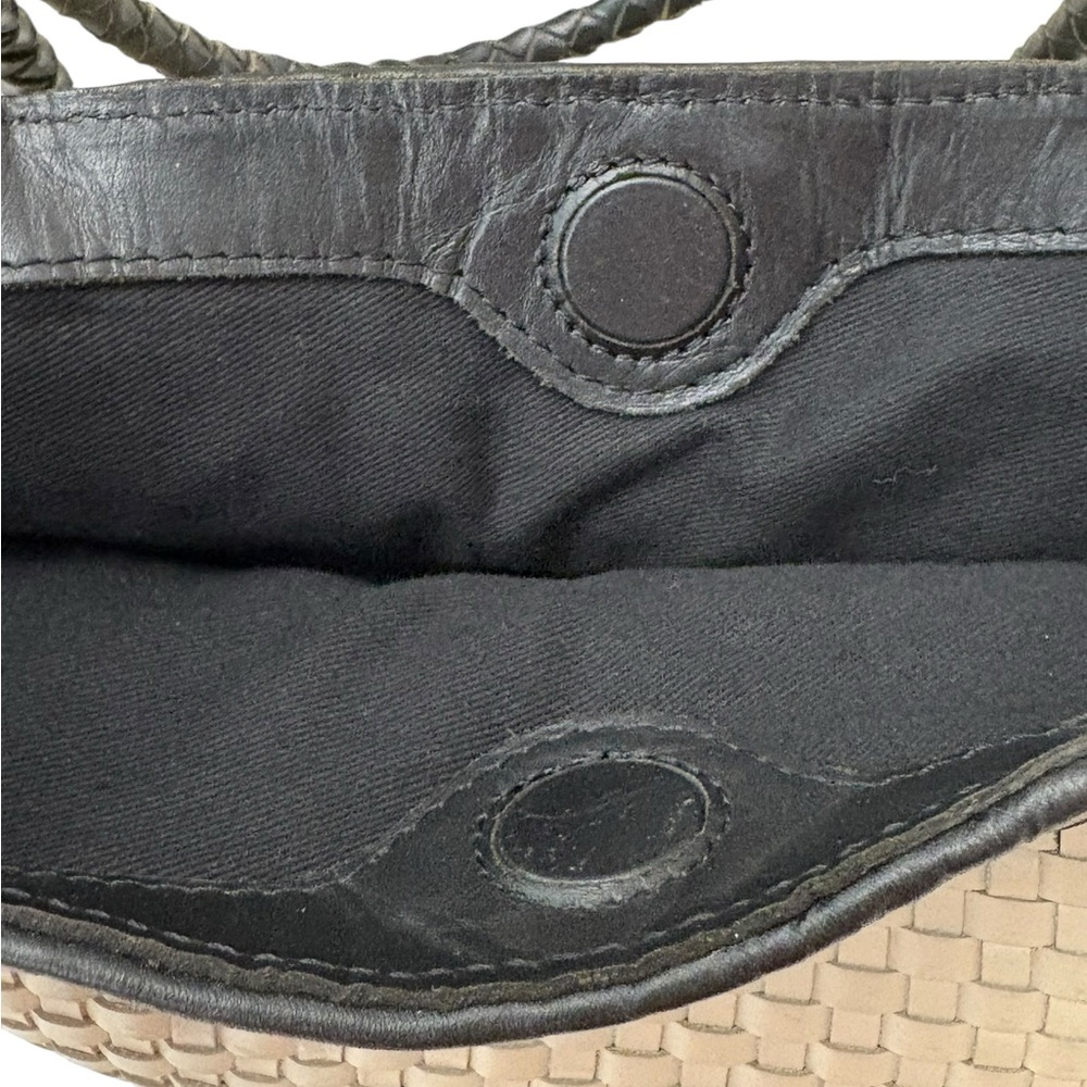 Bembien Emme Leather Woven Handbag Handmade Tote Bag Black White - Picture 4 of 11